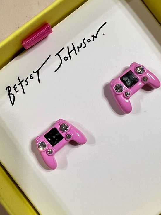 Betsey Johnson Jewelry - BETSEY JOHNSON Pink Game Controller Stud Earrings Gamer Girl Rhinestone Gift Box